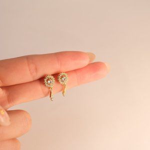 Sterling Silver Caged Diamond Stud Earrings